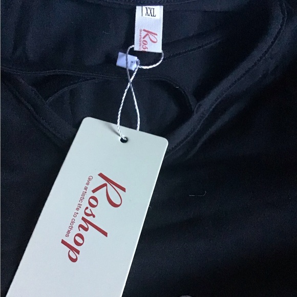 Roshop XXL Plus size black long sleeve top NWT - Picture 2 of 9
